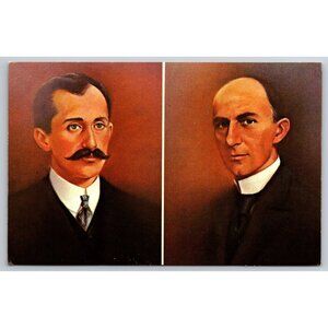 Wright Brothers Orville Wilbur pastel paintings Luis Mesa vintage postcard #892
